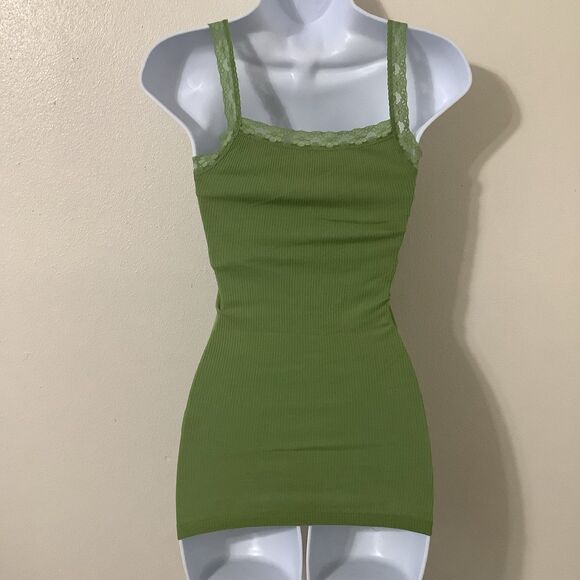 NWOT Aeropostale Y2K Fairycore Green Fairy Dainty Waffle Knit Lace Camisole Sm - Picture 5 of 8